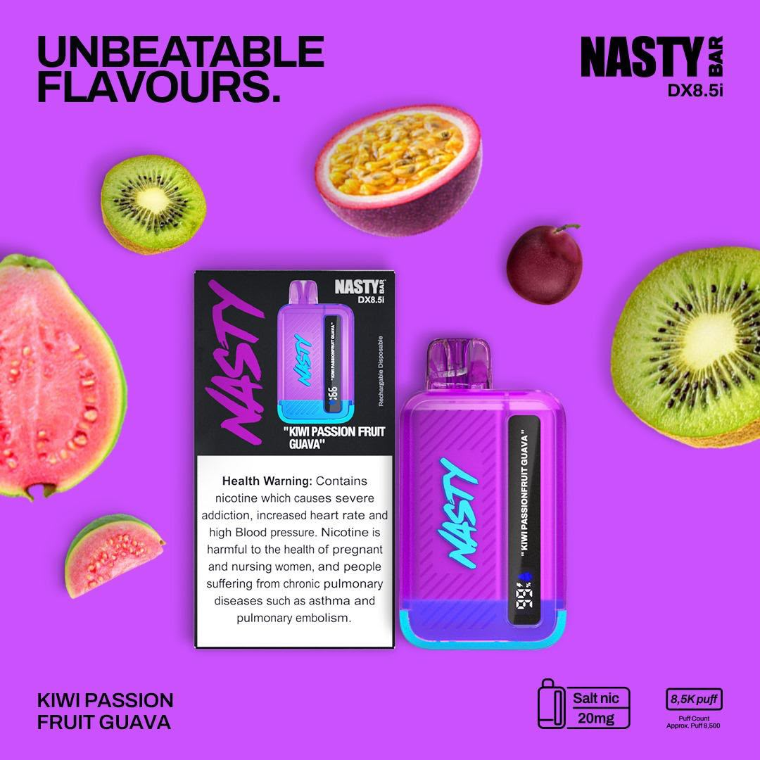 Nasty Bar DX8.5i 8500 Puffs Kiwi Passion Fruit Guava Flavor vape